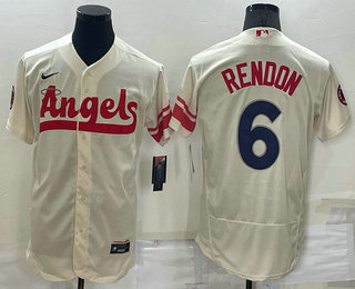 Men's Los Angeles Angels #6 Anthony Rendon Cream 2022 City Connect Flex Base Stitched Jersey