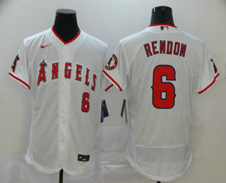 Men's Los Angeles Angels #6 Anthony Rendon White Stitched MLB Flex Base Nike Jersey