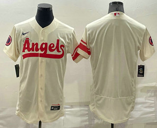 Men's Los Angeles Angels Blank Number Cream 2022 City Connect Flex Base Stitched Jersey