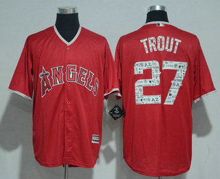 Men's Los Angeles Angels of Anaheim #27 Mike Trout Red 2017 Spring Training Stitched MLB Majestic Cool Base Jersey