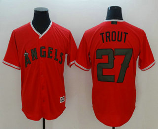 Men's Los Angeles Angels of Anaheim #27 Mike Trout Red 2018 Memorial Day Stitched MLB Cool Base Jersey