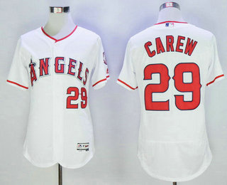 Men's Los Angeles Angels of Anaheim #29 Rod Carew Retired White 2016 Flexbase Majestic Baseball Jersey