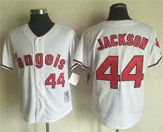 Men's Los Angeles Angels of Anaheim #44 Reggie Jackson White 1970 Throwback Cooperstown Collection Stitched MLB Mitchell & Ness Jersey