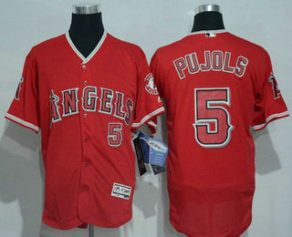 Men's Los Angeles Angels of Anaheim #5 Albert Pujols Red 2016 Flexbase Majestic Baseball Jersey