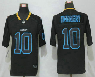 Men's Los Angeles Chargers #10 Justin Herbert 2020 Black Lights Out Color Rush Stitched NFL Nike Limited Jersey