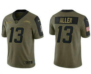 Men's Los Angeles Chargers #13 Keenan Allen Limited Olive 2021 Salute To Service Jersey