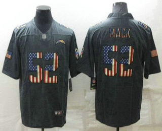 Men's Los Angeles Chargers #52 Khalil Mack 2019 Black Salute To Service USA Flag Fashion Limited Jersey