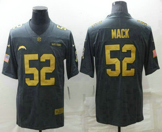 Men's Los Angeles Chargers #52 Khalil Mack Anthracite Gold 2016 Salute To Service Stitched NFL Nike Limited Jersey