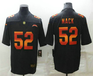 Men's Los Angeles Chargers #52 Khalil Mack Black Red Orange Stripe Vapor Limited Nike NFL Jersey