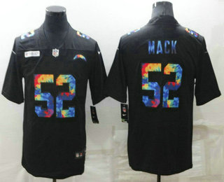 Men's Los Angeles Chargers #52 Khalil Mack Multi-Color Black 2020 NFL Crucial Catch Vapor Untouchable Nike Limited Jersey