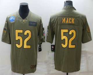 Men's Los Angeles Chargers #52 Khalil Mack Olive Gold 2019 Salute To Service Stitched NFL Nike Limited Jersey