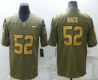 Men's Los Angeles Chargers #52 Khalil Mack Olive with Gold 2017 Salute To Service Stitched NFL Nike Limited Jersey