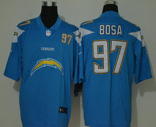 Men's Los Angeles Chargers #97 Joey Bosa Light Blue 2020 Big Logo Number Vapor Untouchable Stitched NFL Nike Fashion Limited Jersey