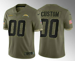 Men's Los Angeles Chargers ACTIVE PLAYER Custom Olive 2022 Salute To Service Limited Stitched Jersey