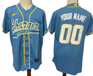 Men's Los Angeles Chargers Custom Light Blue Stitched MLB Cool Base Nike Baseball Jersey