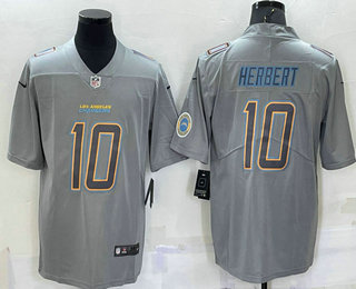 Men's Los Angeles Chargers Justin Herbert LOGO Grey Atmosphere Fashion Vapor Untouchable Stitched Limited Jersey