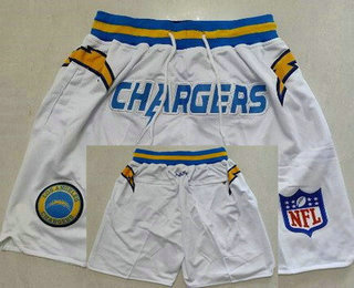 Men's Los Angeles Chargers White Just Don Shorts