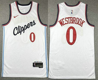 Men's Los Angeles Clippers #0 Russell Westbrook White 2023 Icon Swingman Jerse