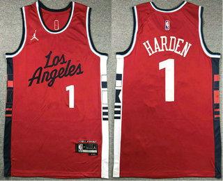 Men's Los Angeles Clippers #1 James Harden Red Statement Icon Swingman Jersey