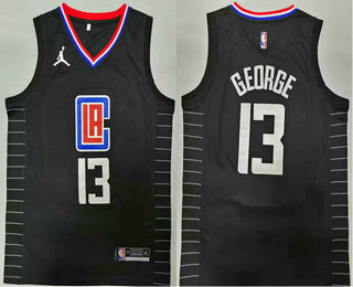 Men's Los Angeles Clippers #13 Paul George Black 2019 Brand Jordan Swingman Stitched NBA Jersey