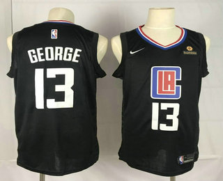 Men's Los Angeles Clippers #13 Paul George Black 2019 Nike Swingman Stitched NBA Jersey With The Sponsor Logo