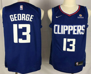 Men's Los Angeles Clippers #13 Paul George Blue Nike 2019 Swingman City Edition Jersey With The Sponsor Logo