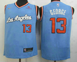 Men's Los Angeles Clippers #13 Paul George Blue Nike 2019 Swingman Throwback Jersey With The Sponsor Logo