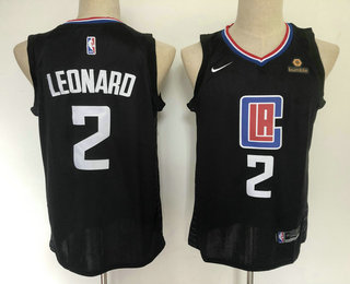 Men's Los Angeles Clippers #2 Kawhi Leonard Black 2019 Nike Swingman Stitched NBA Jersey With The Sponsor Logo