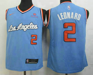 Men's Los Angeles Clippers #2 Kawhi Leonard Blue Nike 2019 Swingman Throwback Jersey With The Sponsor Logo