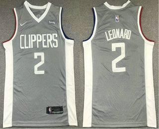 Men's Los Angeles Clippers #2 Kawhi Leonard Grey Nike Swingman 2021 Earned Edition Stitched Jersey