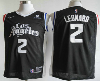 Men's Los Angeles Clippers #2 Kawhi Leonard NEW Black Nike 2021 Swingman City Edition Jersey