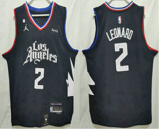 Men's Los Angeles Clippers #2 Kawhi Leonard NEW Black Nike 2022 Swingman City Edition Jersey With Sponsor