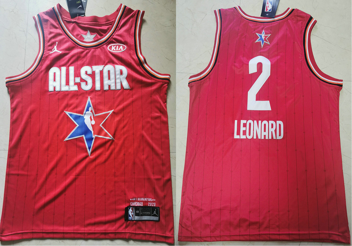 Men's Los Angeles Clippers #2 Kawhi Leonard Red Jordan Brand 2020 All-Star Game Swingman Stitched NBA Jersey