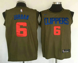 Men's Los Angeles Clippers #6 DeAndre Jordan Olive Stitched Nike Swingman Jersey