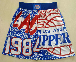 Men's Los Angeles Clippers Blue Big Face Mitchell Ness Hardwood Classics Soul Swingman Throwback Shorts