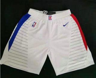 Men's Los Angeles Clippers White 2019 Nike Swingman Stitched NBA Shorts