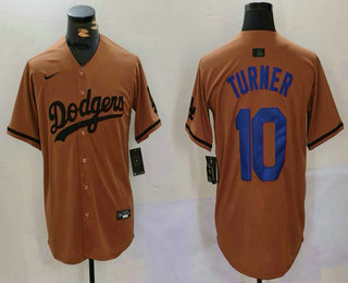 Men's Los Angeles Dodgers #10 Justin Turner Olive Cool Base Limited Stitched Jersey