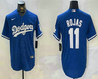 Men's Los Angeles Dodgers #11 Miguel Rojas Blue Cool Base Stitched Jersey