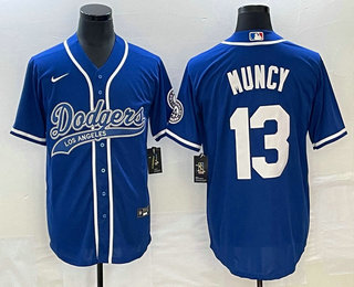 Men's Los Angeles Dodgers #13 Max Muncy Blue Cool Base Stitched Baseball Jersey