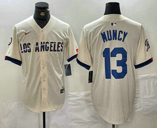 Men's Los Angeles Dodgers #13 Max Muncy Cream 2024 City Connect Limited Stitched Jersey