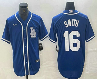 Men's Los Angeles Dodgers #16 Will Smith Blue Cool Base Stitched Baseball Jersey 01