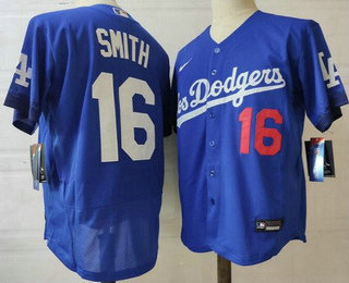 Men's Los Angeles Dodgers #16 Will Smith Blue Stitched MLB Flex Base Nike Jersey