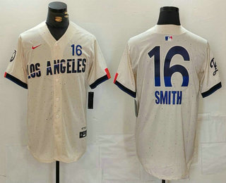 Men's Los Angeles Dodgers #16 Will Smith Cream 2024 City Connect Limited Stitched Jersey