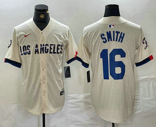 Men's Los Angeles Dodgers #16 Will Smith Cream 2024 City Connect Limited Stitched Jersey