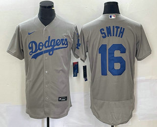 Men's Los Angeles Dodgers #16 Will Smith Grey Stitched Flex Base Nike Jersey