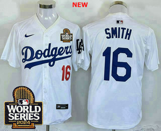 Men's Los Angeles Dodgers #16 Will Smith NEW White 2024 World Series Limited Stitched Jersey