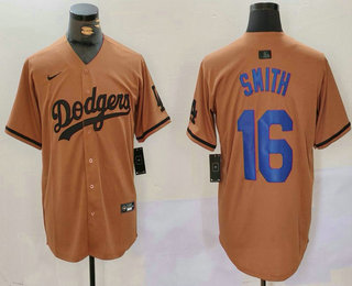 Men's Los Angeles Dodgers #16 Will Smith Olive Cool Base Limited Stitched Jersey