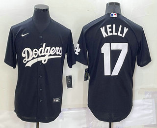 Men's Los Angeles Dodgers #17 Joe Kelly Black Turn Back The Clock Stitched Cool Base Jersey