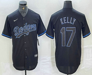 Men's Los Angeles Dodgers #17 Joe Kelly Lights Out Black Fashion Stitched Cool Base Nike Jersey 11