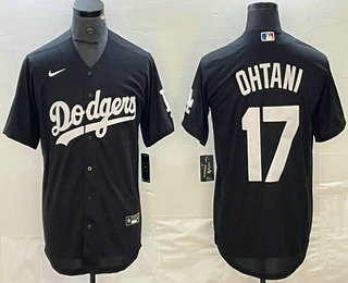 Men's Los Angeles Dodgers #17 Shohei Ohtani Black Turn Back The Clock Stitched Cool Base Jersey 11